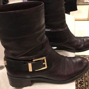 Brown leather Michael Kors booties.